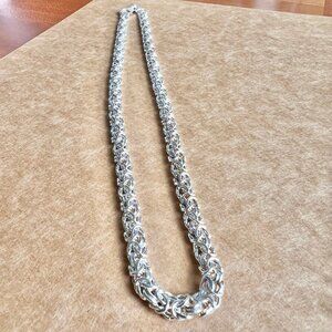 VTG Sterling Silver Byzantine Woven Unisex Necklace 925 Sterling Silver Necklace